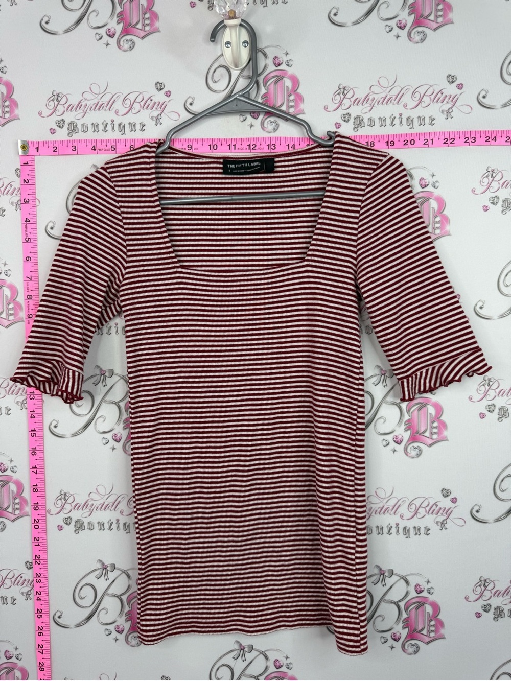 The Fifth Label Red and White Striped Square Neck shirt